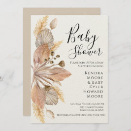 Invitación a Baby Shower de Boho Pompas Grass