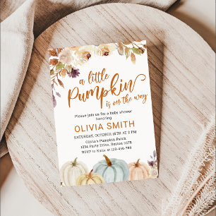 Invitación a Baby Shower de Boho Pumpkin Floral Fa