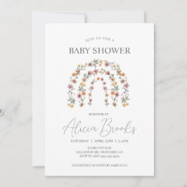 Invitación a Baby Shower de Boho Rainbow Floral Ch