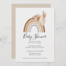 Invitación a Baby Shower de Boho Rainbow Pompas
