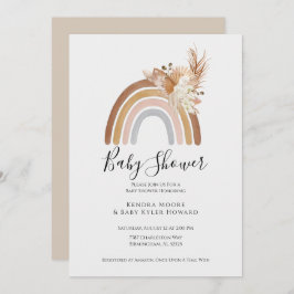 Invitación a Baby Shower de Boho Rainbow Pompas