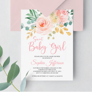 Invitación a Baby Shower de Boho Rubor Pink Floral