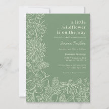Invitación a Baby Shower de Boho Sage Green Wildfl