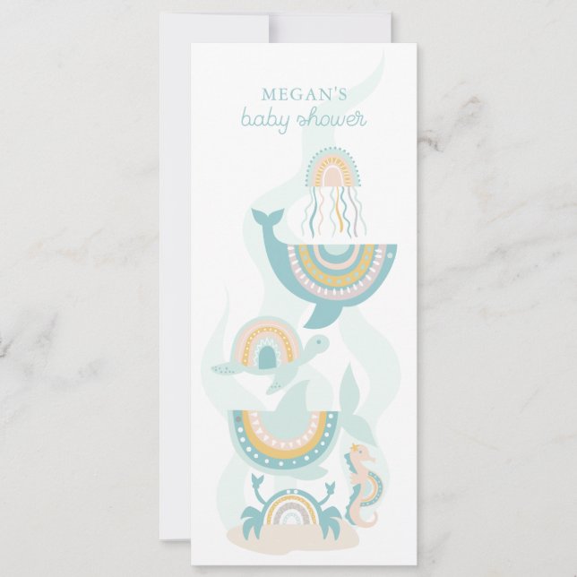Invitación a Baby Shower de Boho Sea Animal (Anverso)