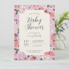 Invitación a Baby Shower de Boho Stawberry Floral