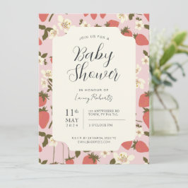 Invitación a Baby Shower de Boho Stawberry Floral