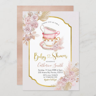 Invitación a Baby Shower de Boho Tea Fiesta