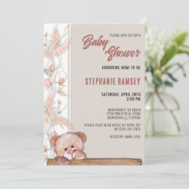 Invitación a Baby Shower de Boho Teddy Bear