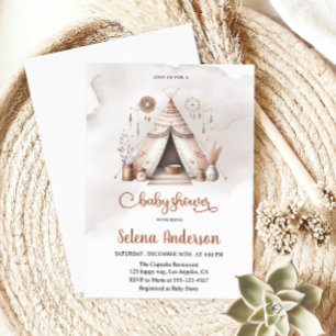 Invitación a Baby Shower de Boho Teepee