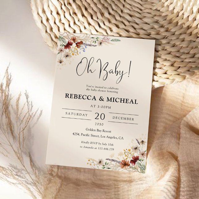 Invitación a Baby Shower de Boho Tiny Wildflower (Subido por el creador)