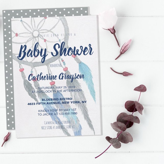 Invitación a Baby Shower de Boho Tribal Dreamcatch (Subido por el creador)