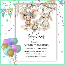 Invitación a Baby Shower de Boho Watercolor Animal