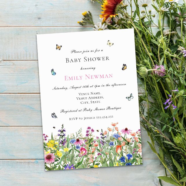 Invitación a Baby Shower de Boho Watercolor Wildfl (Subido por el creador)