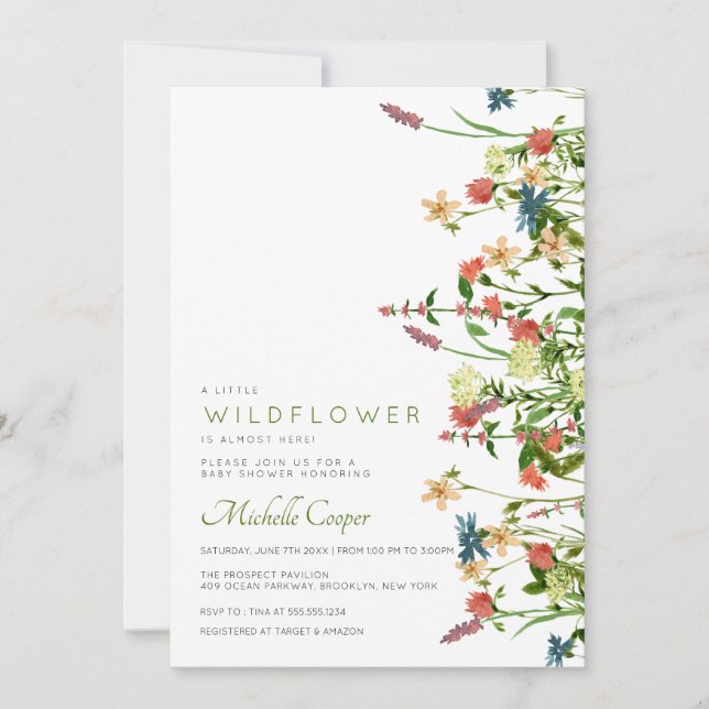 Invitación a Baby Shower de Boho Wildflower (Anverso)