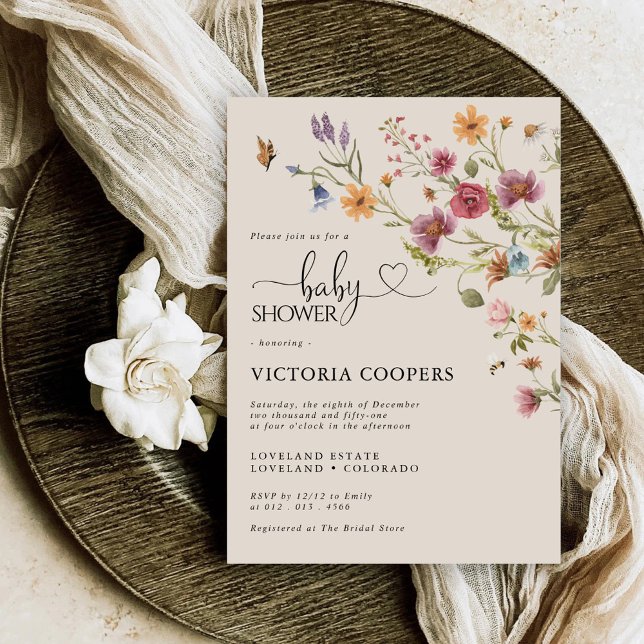 Invitación a Baby Shower de Boho Wildflower (Subido por el creador)