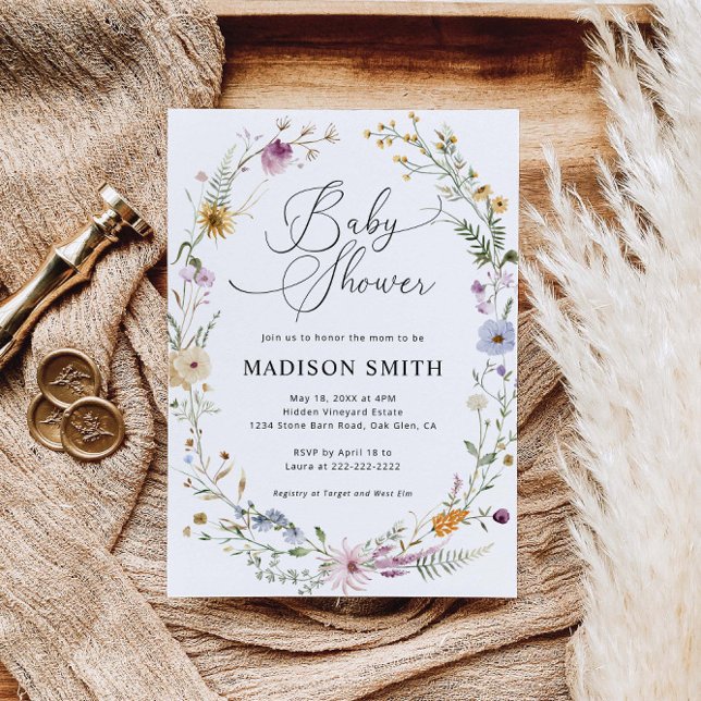 Invitación a Baby Shower de Boho Wildflower (Subido por el creador)