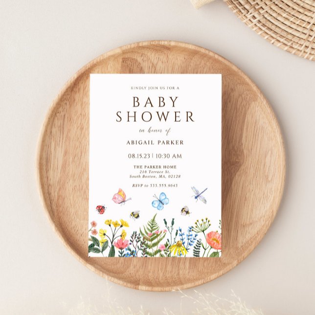 Invitación a Baby Shower de Boho Wildflower Bee (Subido por el creador)