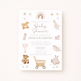 Invitación a Baby Shower de Boho Wooden Toys
