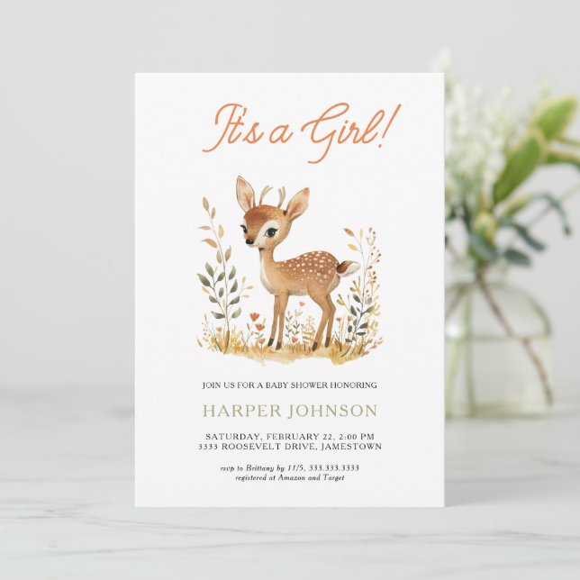 Invitación a Baby Shower de Boho Woodland Animal (Anverso de pie)