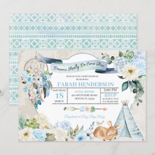 Invitación a Baby Shower de Boho Woodland Dreamcat