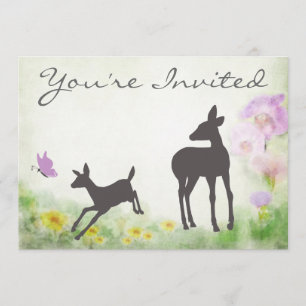 Invitación a Baby Shower de bonito Doe y Fawn