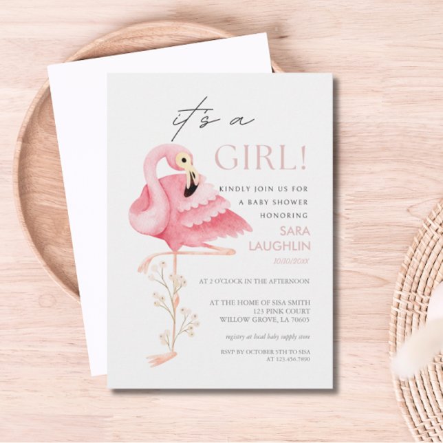 Invitación a Baby Shower de bonito Flamingo (Flamingo Baby Shower Invitation)