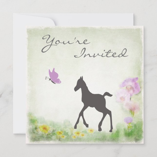 Invitación a Baby Shower de bonito Foal and Butter (Anverso)