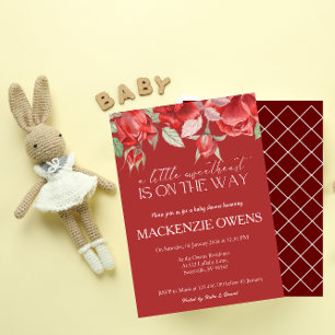 Invitación a Baby Shower de bonito Red Rose Floral