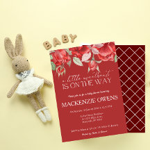 Invitación a Baby Shower de bonito Red Rose Floral