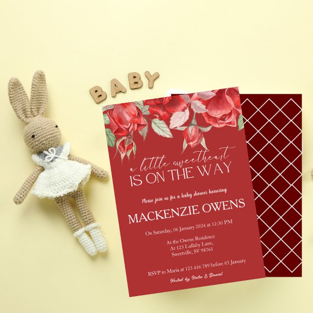 Invitación a Baby Shower de bonito Red Rose Floral (Subido por el creador)