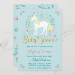 Invitación a Baby Shower de bonito Unicorn Gold Pu