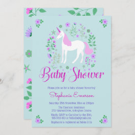 Invitación a Baby Shower de bonito Unicorn Pink Aq