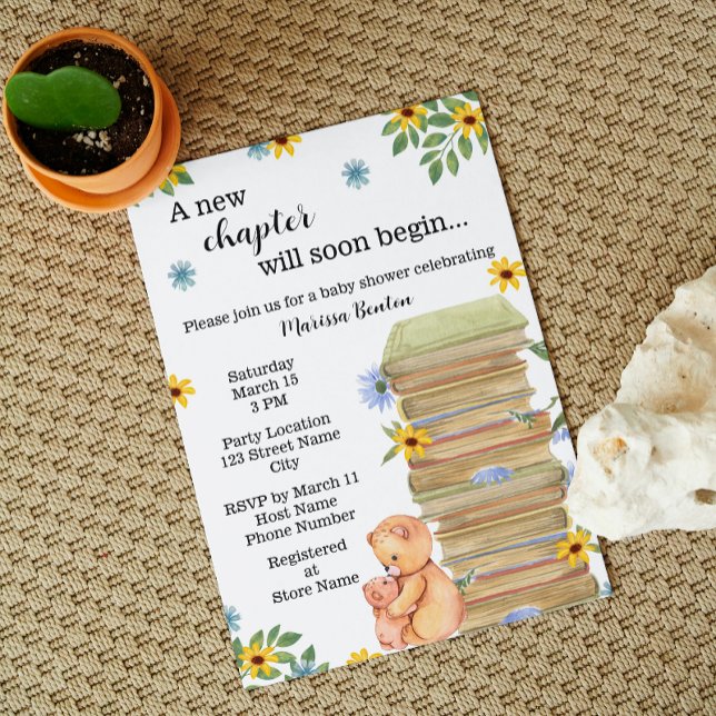 Invitación a Baby Shower de Bookish Bear (Subido por el creador)