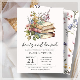 Invitación a Baby Shower de Books & Brunch Wildflo