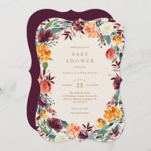 Invitación a Baby Shower de borde otoño