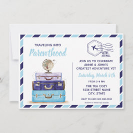 Invitación a Baby Shower de Boy Blue Travel