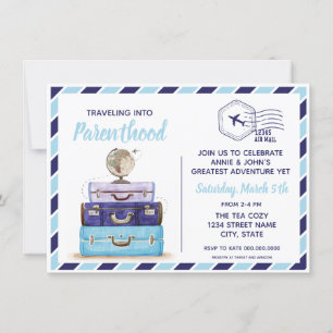 Invitación a Baby Shower de Boy Blue Travel