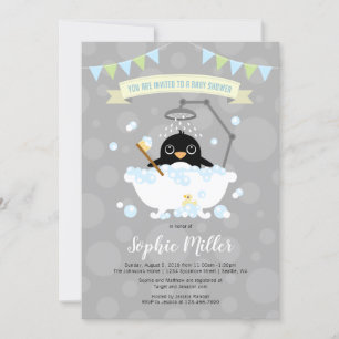 Invitación a Baby Shower de Boy Penguin