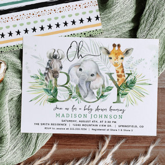 Invitación a Baby Shower de Boy Safari