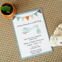 Invitación a Baby Shower de Boy Stork