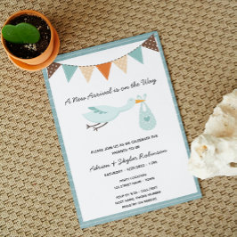 Invitación a Baby Shower de Boy Stork