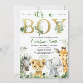 Invitación a Baby Shower de Boy Tropical Jungle An