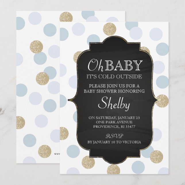 Invitación a Baby Shower de Boy Winter (Anverso / Reverso)