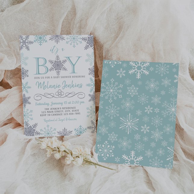 Invitación a Baby Shower de Boy Winter Snowflake (Subido por el creador)