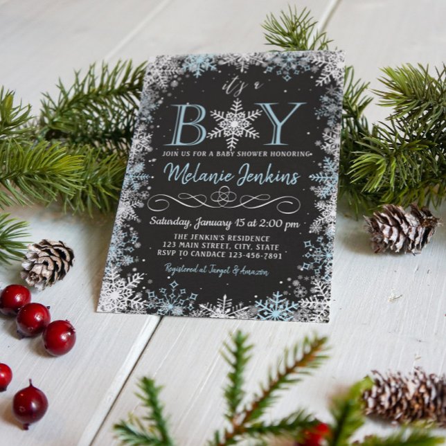 Invitación a Baby Shower de Boy Winter Snowflake (Subido por el creador)