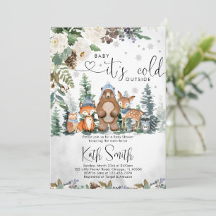 Invitación a Baby Shower de Boy Winter Woodland