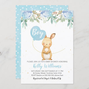 Invitación a Baby Shower de Boys Bunny