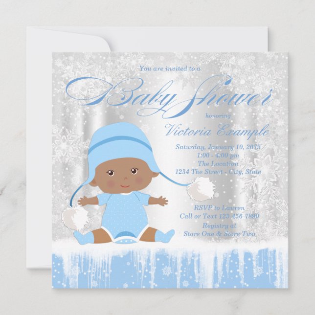 Invitación a Baby Shower de Boys Winter Wonderland (Anverso)