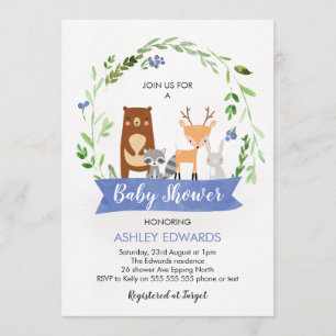 Invitación a Baby Shower de Boys Woodland Animals