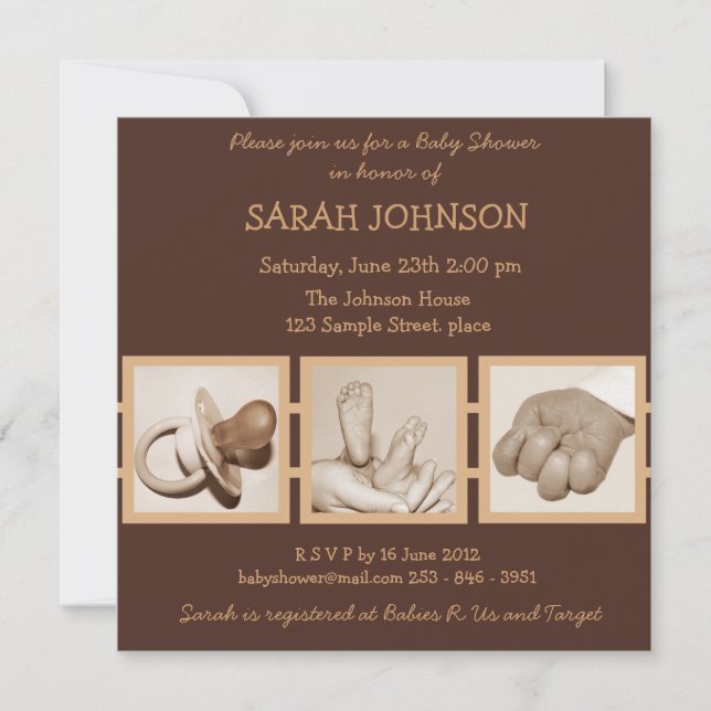 Invitación a Baby Shower de Brown (Anverso)